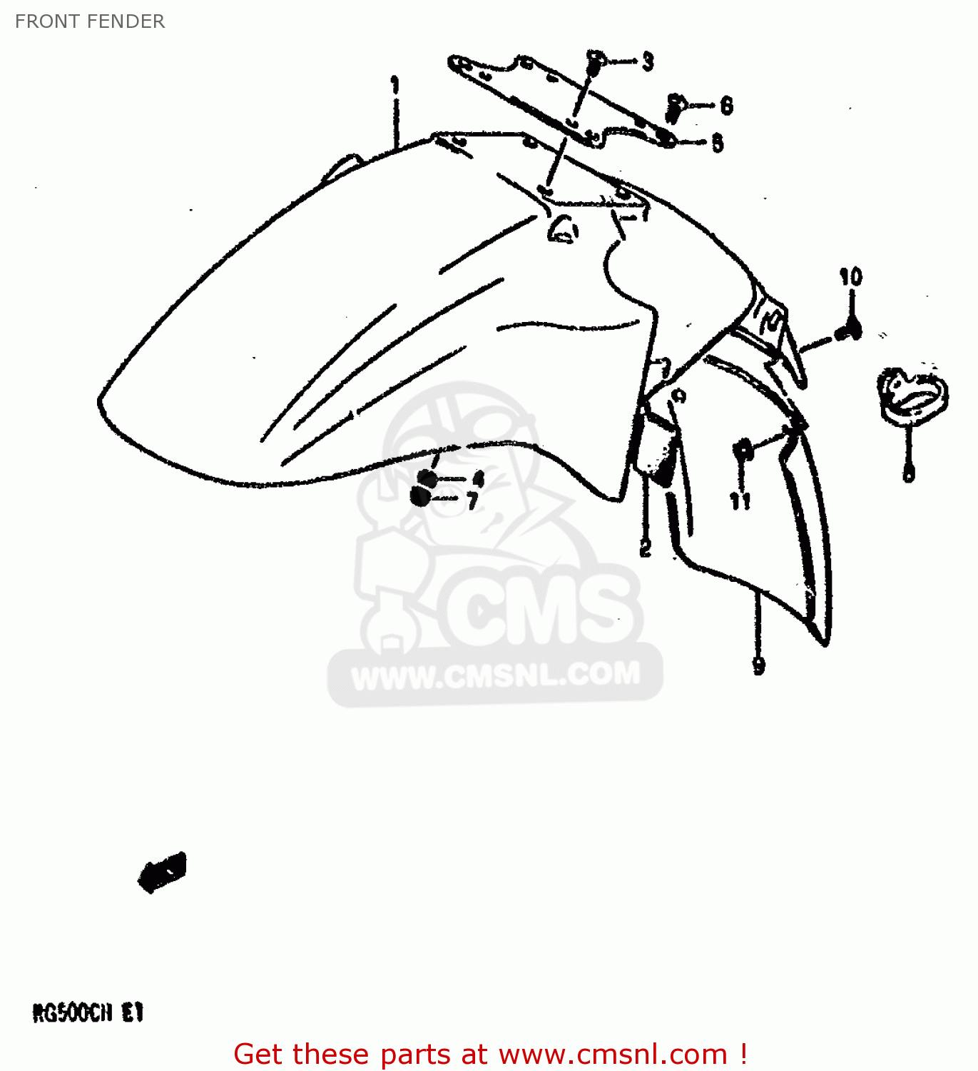FRONT FENDER RG500C 1987 (H) (E01 E02 E04 E06 E15 16 17 21 22 24 25 34 39 53)