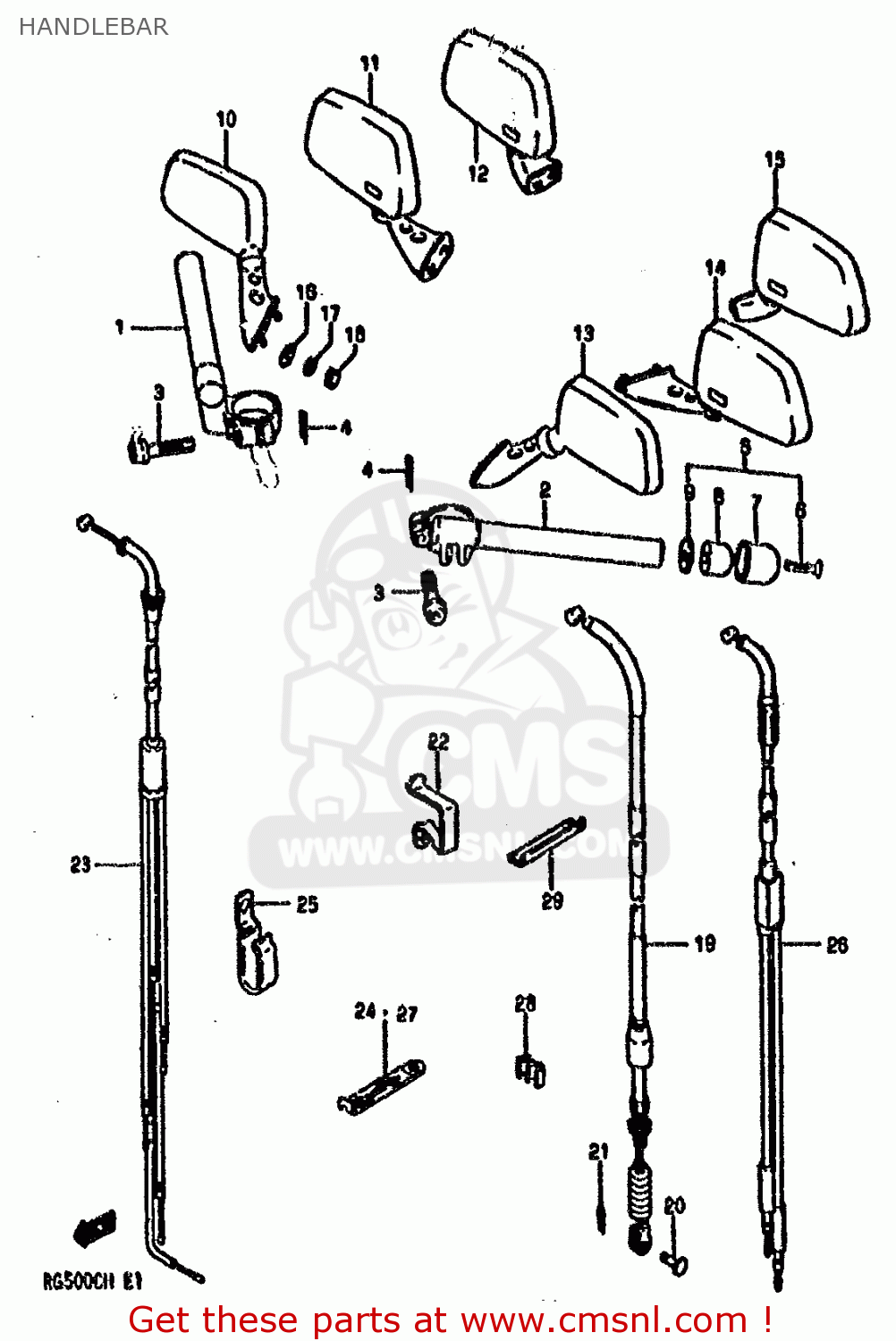 HANDLEBAR RG500C 1987 (H) (E01 E02 E04 E06 E15 16 17 21 22 24 25 34 39 53)