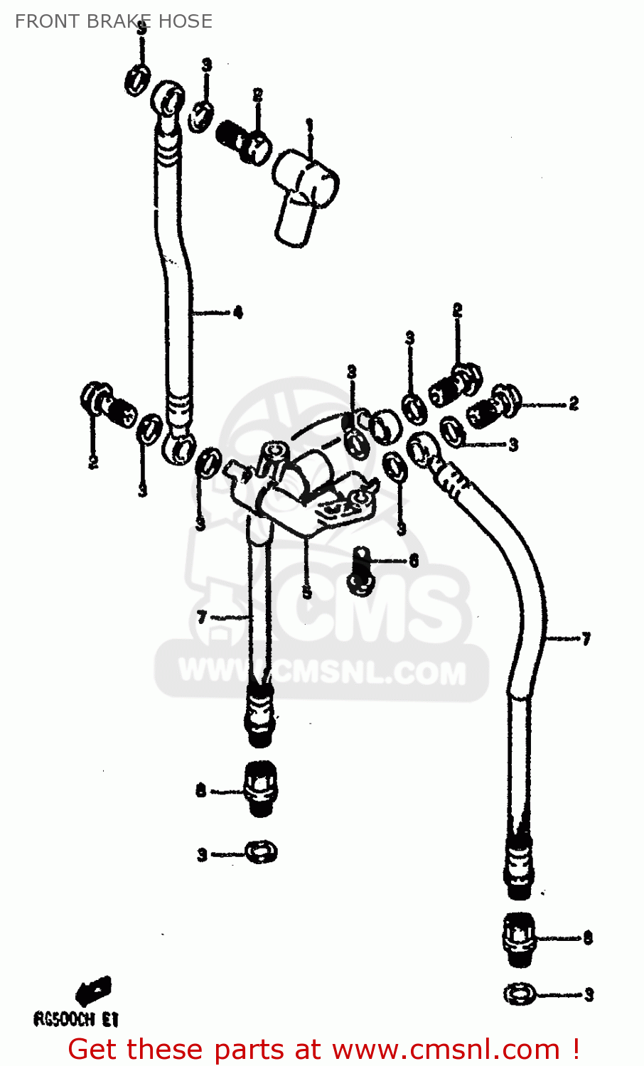 FRONT BRAKE HOSE RG500C 1987 (H) (E01 E02 E04 E06 E15 16 17 21 22 24 25 34 39 53)