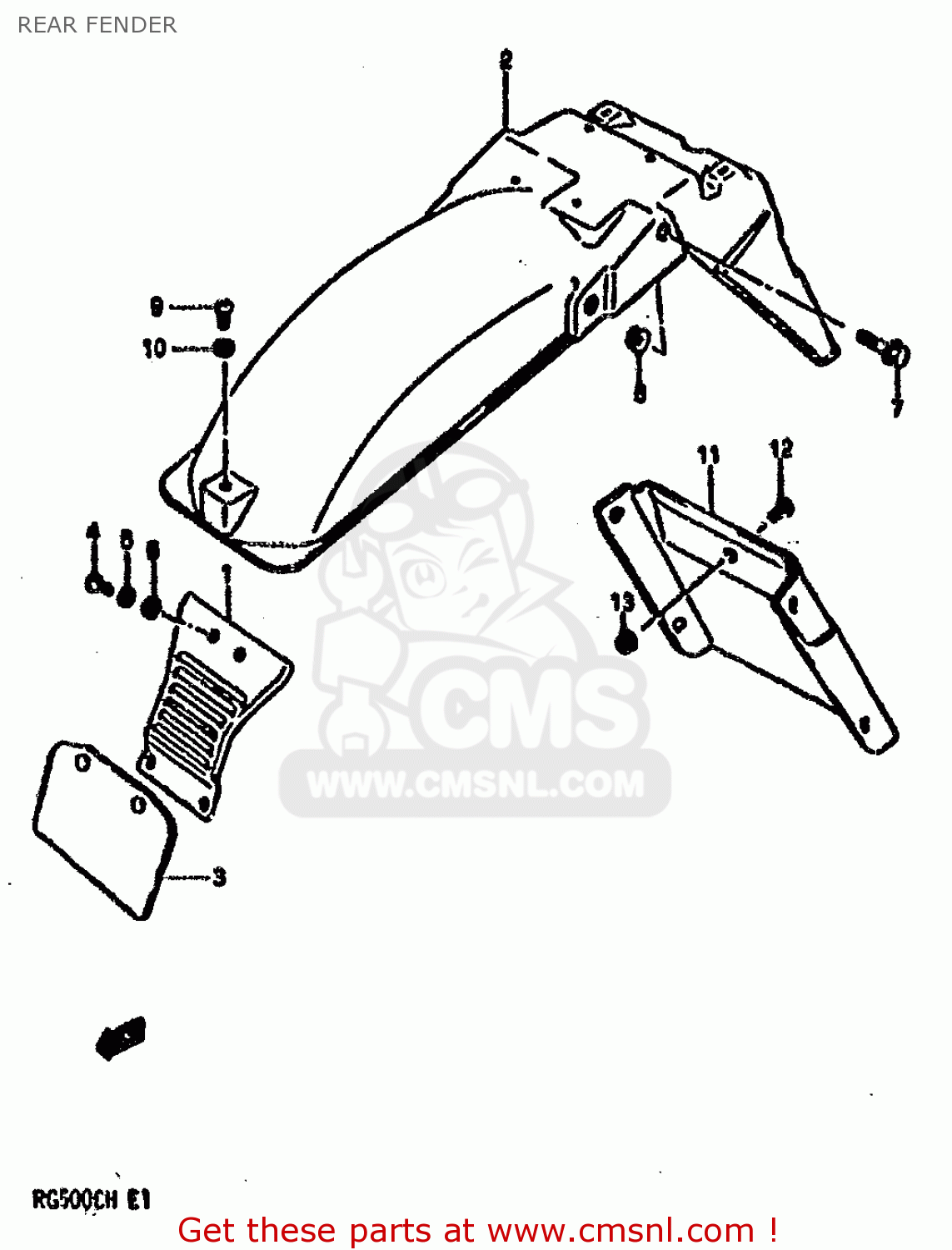REAR FENDER RG500C 1987 (H) (E01 E02 E04 E06 E15 16 17 21 22 24 25 34 39 53)