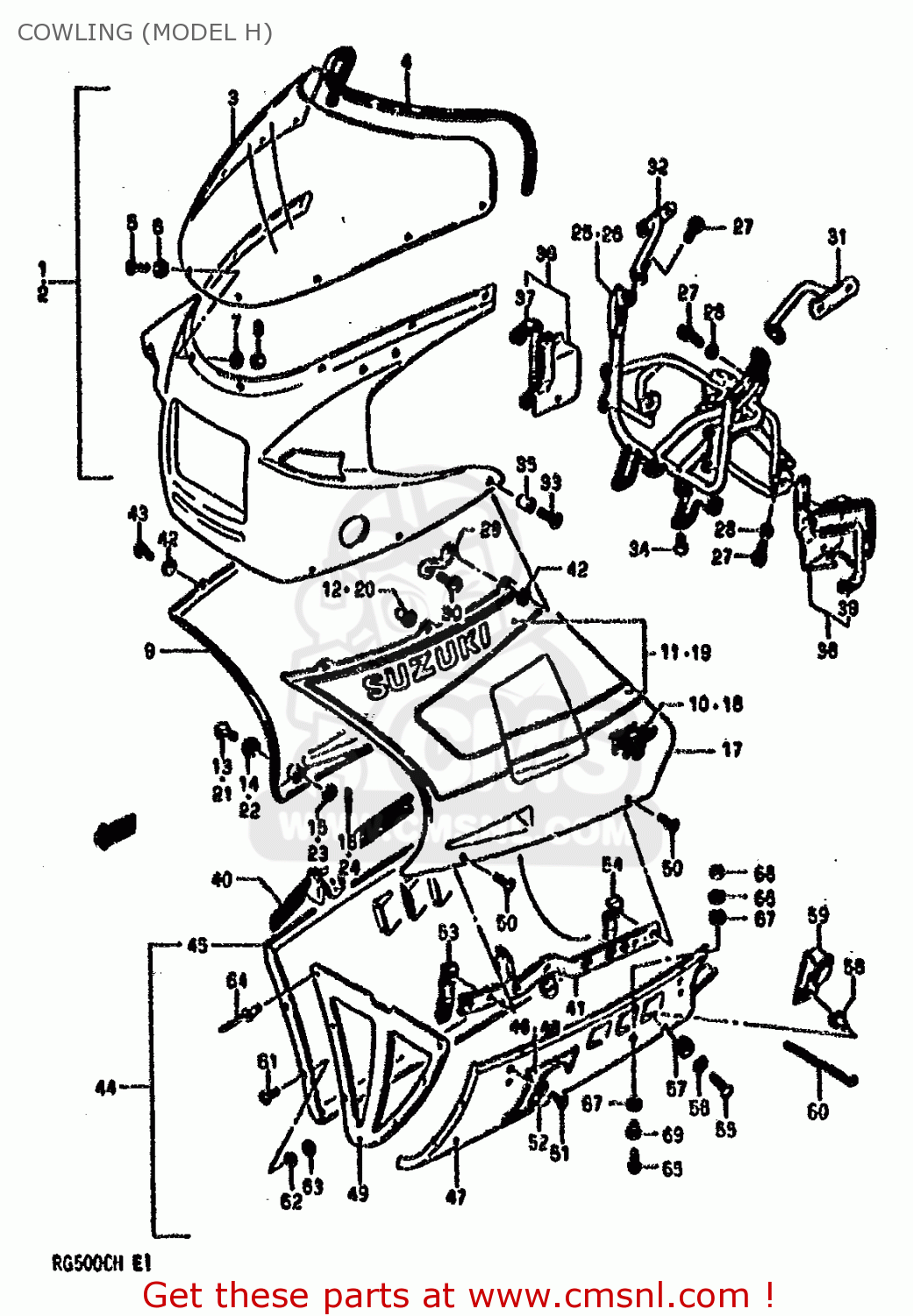 COWLING (MODEL H) RG500C 1987 (H) (E01 E02 E04 E06 E15 16 17 21 22 24 25 34 39 53)