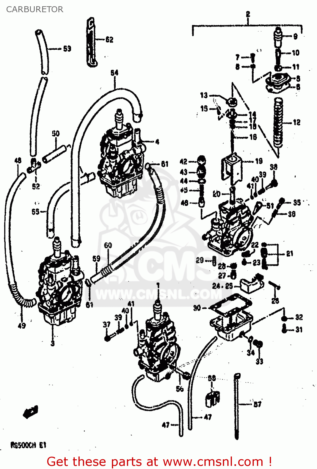 CARBURETOR RG500C 1987 (H) (E01 E02 E04 E06 E15 16 17 21 22 24 25 34 39 53)