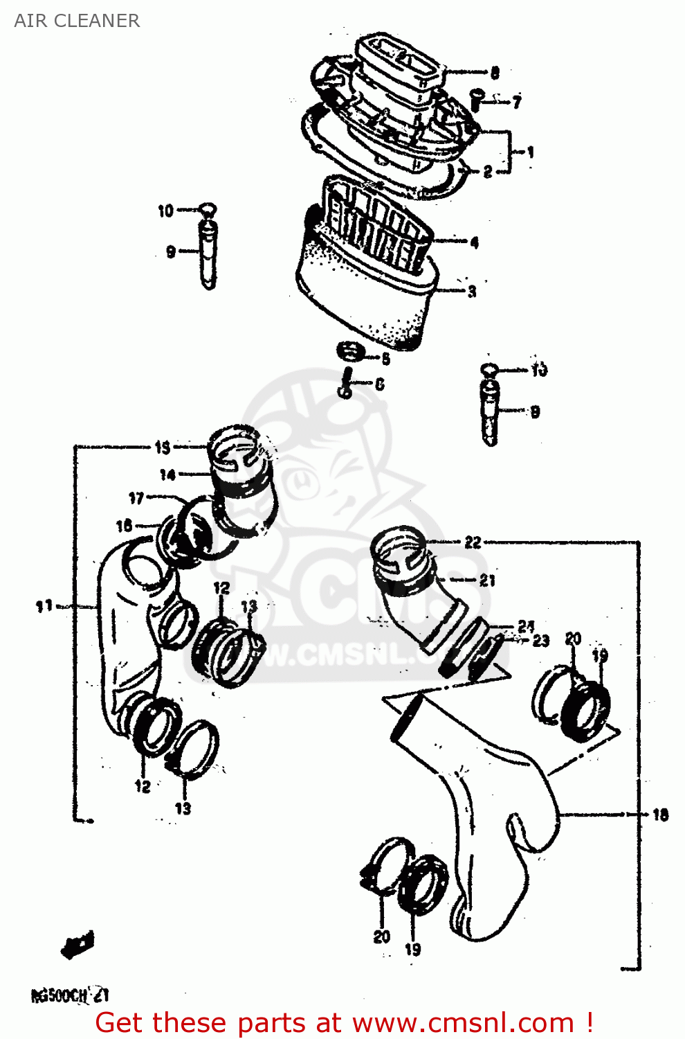 AIR CLEANER RG500C 1987 (H) (E01 E02 E04 E06 E15 16 17 21 22 24 25 34 39 53)