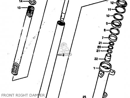 FRONT RIGHT DAMPER - RG500C 1987 (H) (E01 E02 E04 E06 E15 16 17 21 22 24 25 34 39 53)