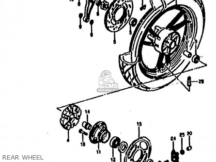 REAR WHEEL - RG500C 1987 (H) (E01 E02 E04 E06 E15 16 17 21 22 24 25 34 39 53)