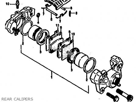 REAR CALIPERS - RG500C 1987 (H) (E01 E02 E04 E06 E15 16 17 21 22 24 25 34 39 53)