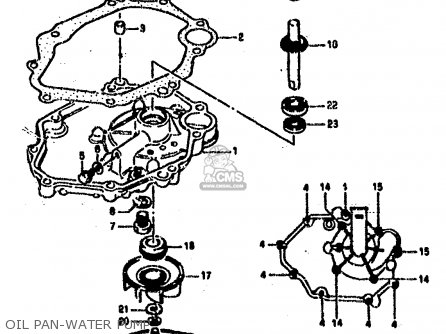 OIL PAN-WATER PUMP - RG500C 1987 (H) (E01 E02 E04 E06 E15 16 17 21 22 24 25 34 39 53)