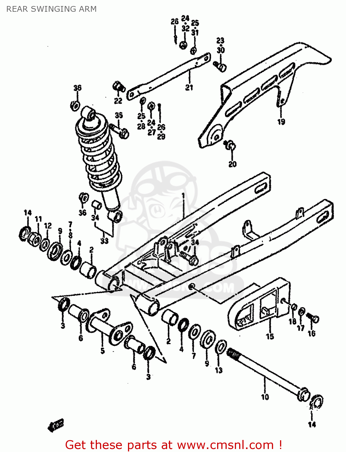 REAR SWINGING ARM RG80 1988 (J) FRANCE GERMANY (E04 E22)