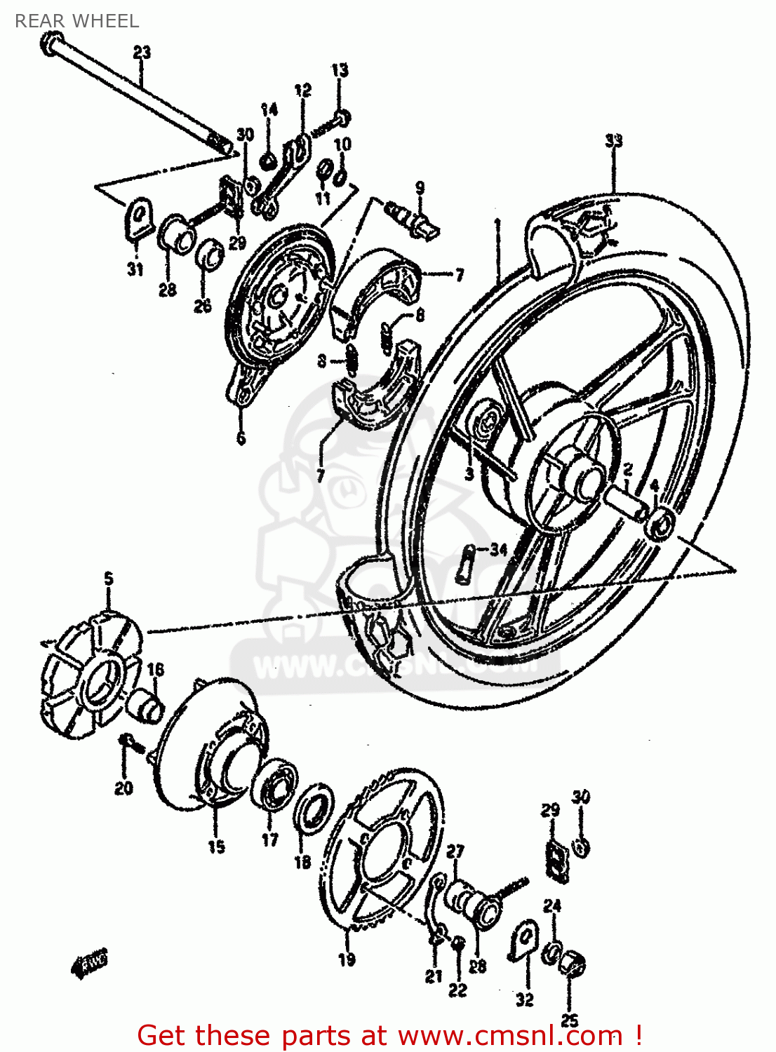 REAR WHEEL RG80 1988 (J) FRANCE GERMANY (E04 E22)