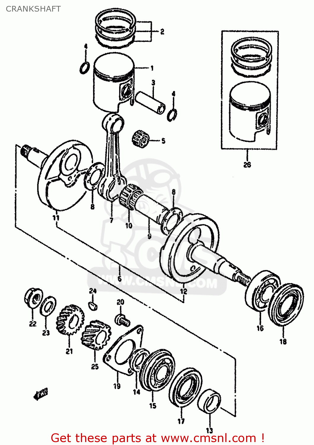 CRANKSHAFT RG80C 1987 (H) FRANCE GERMANY (E04 E22)