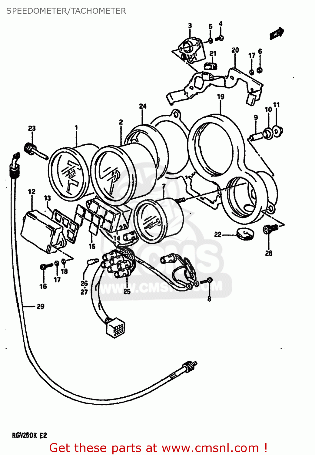 SPEEDOMETER/TACHOMETER RGV250 1989 (K) (E02 E04 E21 E24 E34)