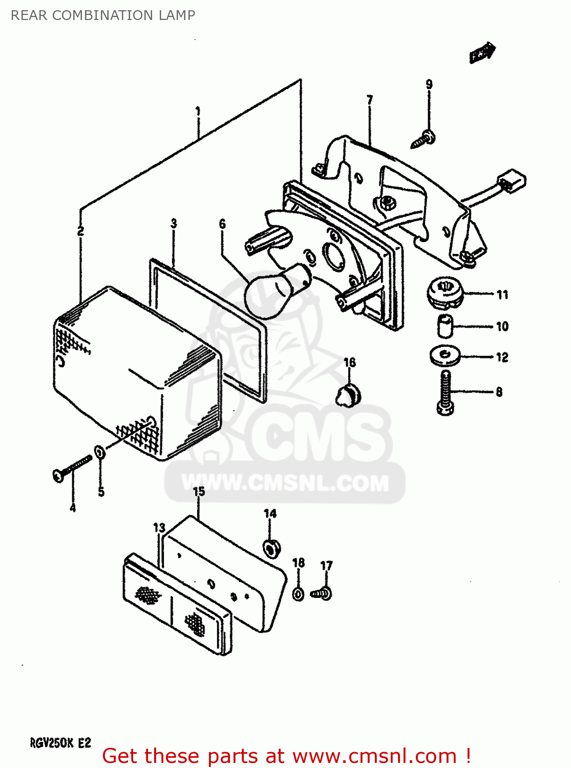 REAR COMBINATION LAMP RGV250 1989 (K) (E02 E04 E21 E24 E34)