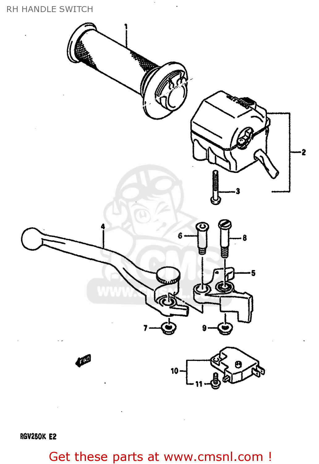 RH HANDLE SWITCH RGV250 1989 (K) (E02 E04 E21 E24 E34)