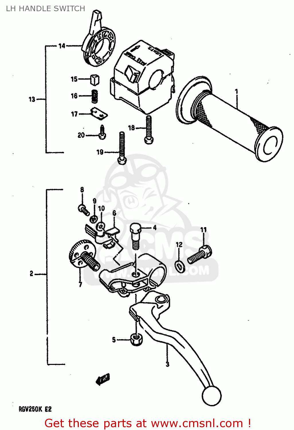 LH HANDLE SWITCH RGV250 1989 (K) (E02 E04 E21 E24 E34)