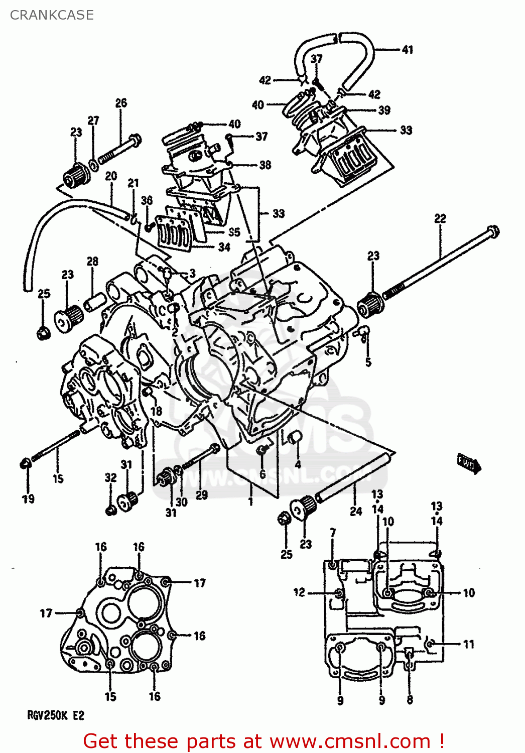 CRANKCASE RGV250 1989 (K) (E02 E04 E21 E24 E34)