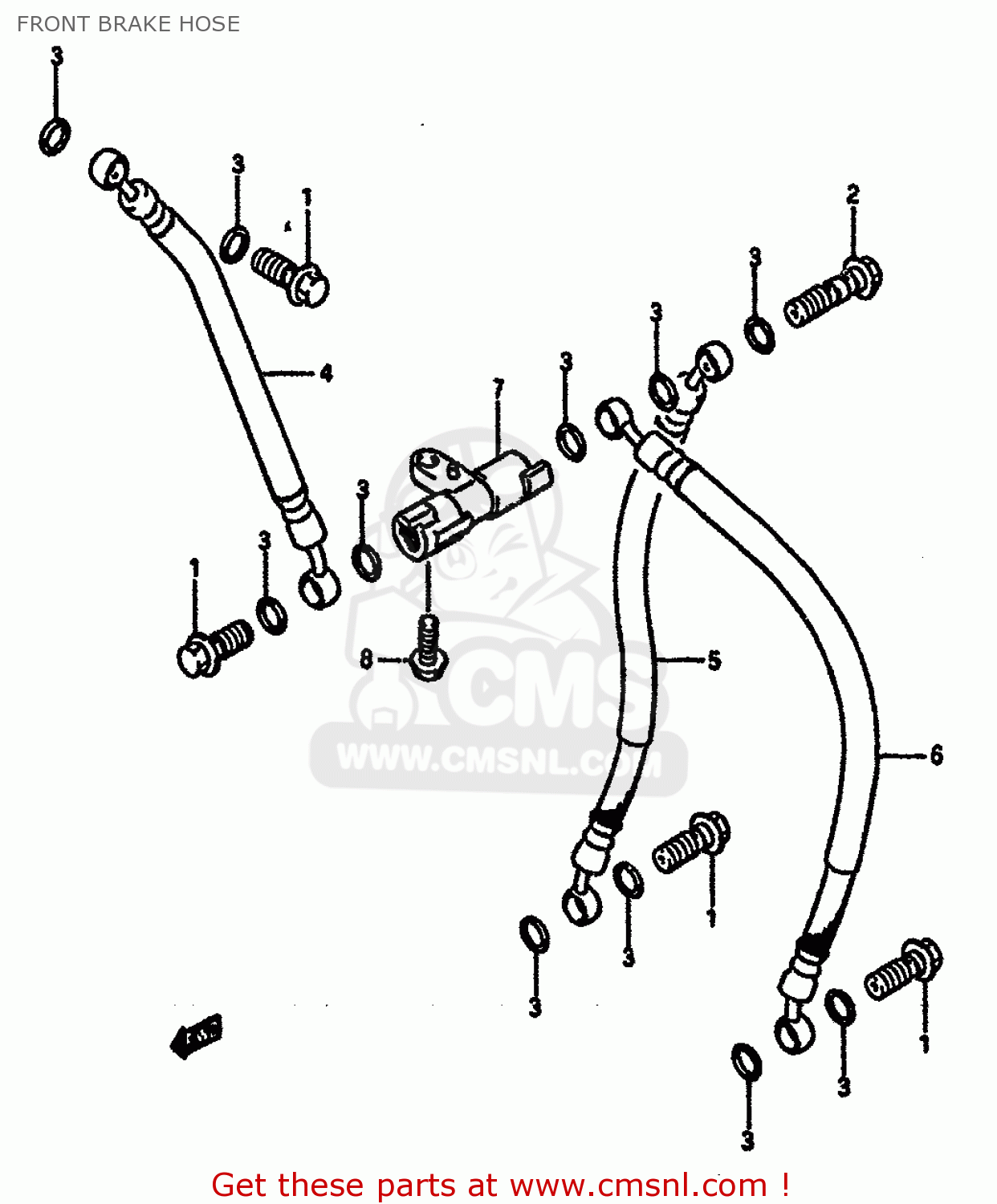 FRONT BRAKE HOSE RGV250 1989 (K) (E02 E04 E21 E24 E34)