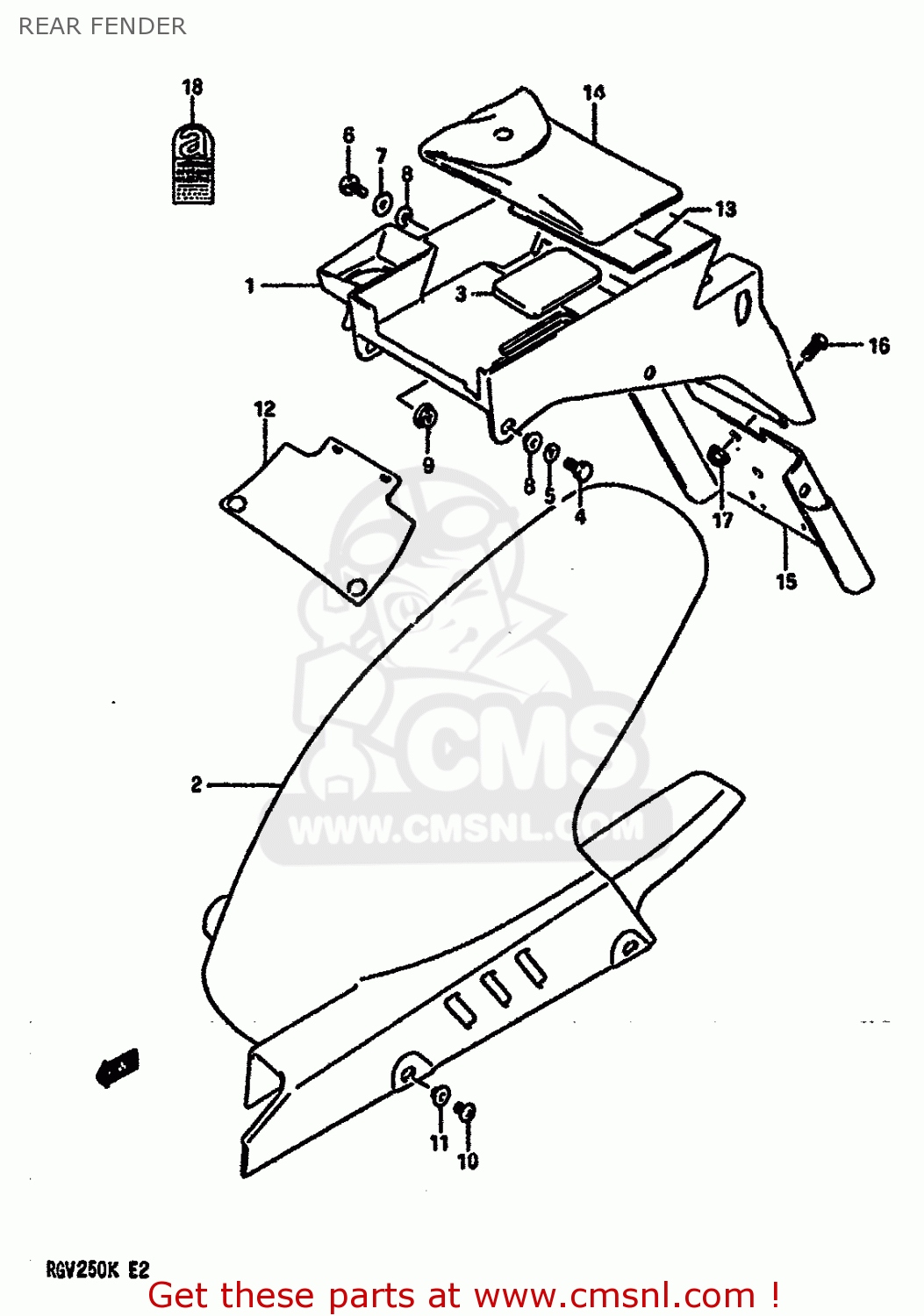 REAR FENDER RGV250 1989 (K) (E02 E04 E21 E24 E34)