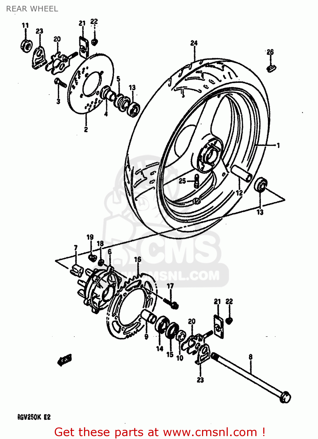 REAR WHEEL RGV250 1989 (K) (E02 E04 E21 E24 E34)