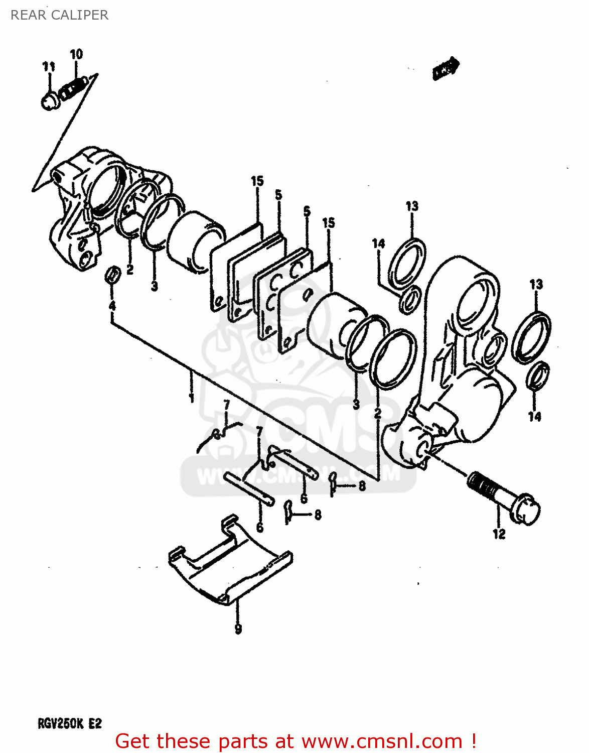 REAR CALIPER RGV250 1989 (K) (E02 E04 E21 E24 E34)