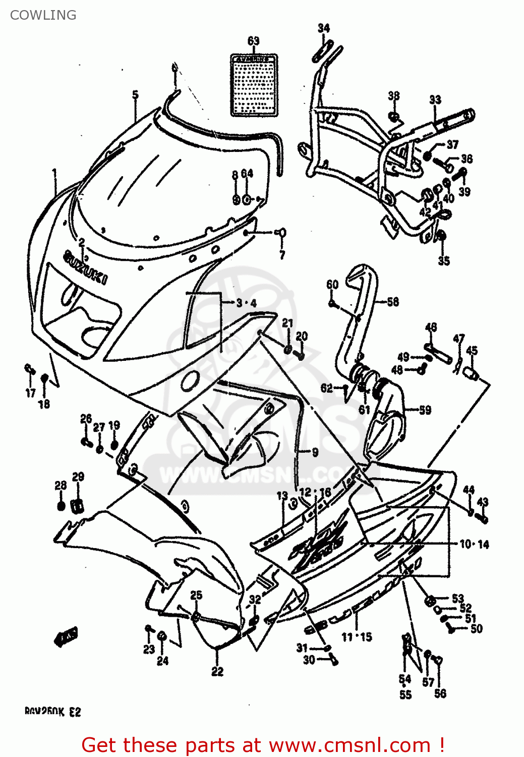 COWLING RGV250 1989 (K) (E02 E04 E21 E24 E34)