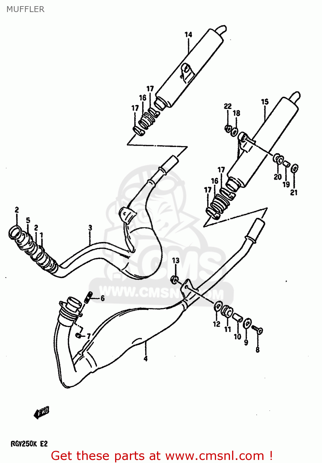 MUFFLER RGV250 1989 (K) (E02 E04 E21 E24 E34)