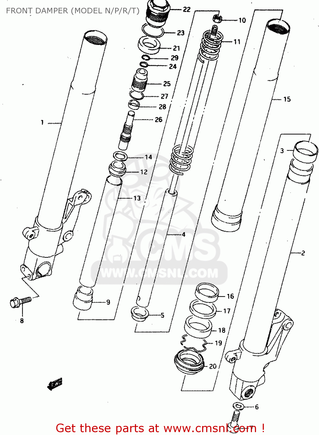 FRONT DAMPER (MODEL N/P/R/T) RGV250 1991 (M) (E01 E02 E04 E21 E22 E24 E34)
