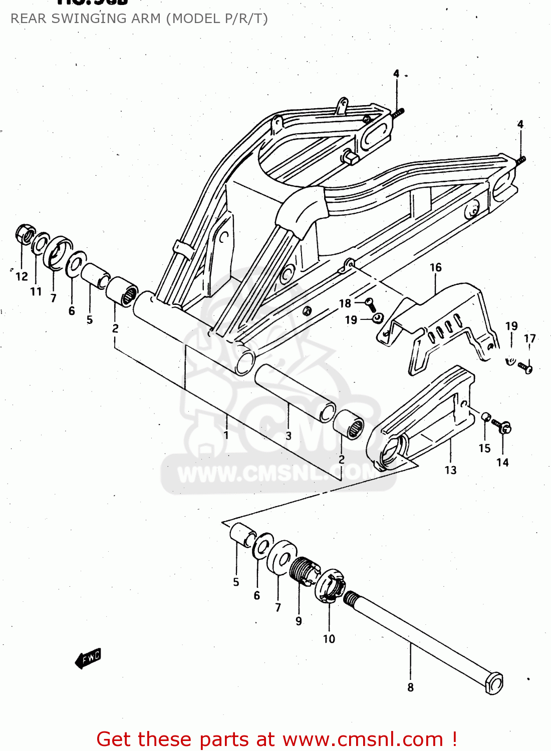 REAR SWINGING ARM (MODEL P/R/T) RGV250 1991 (M) (E01 E02 E04 E21 E22 E24 E34)
