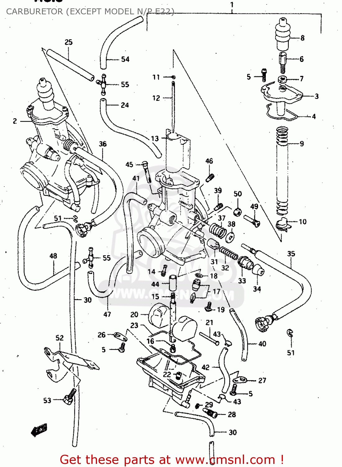 CARBURETOR (EXCEPT MODEL N/P E22) RGV250 1991 (M) (E01 E02 E04 E21 E22 E24 E34)