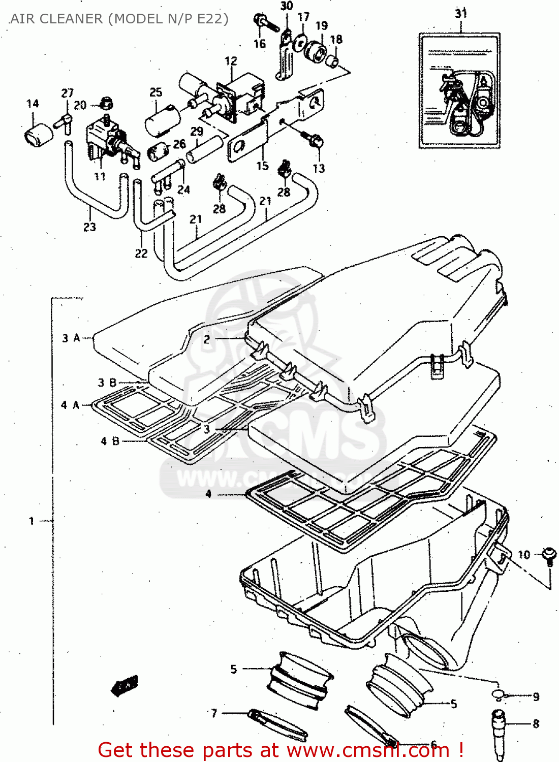 AIR CLEANER (MODEL N/P E22) RGV250 1991 (M) (E01 E02 E04 E21 E22 E24 E34)