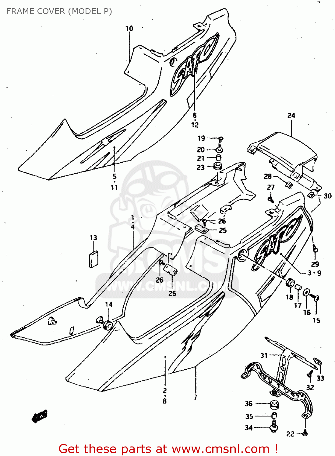 FRAME COVER (MODEL P) RGV250 1992 (N) (E02 E04 E21 E22 E24 E34)