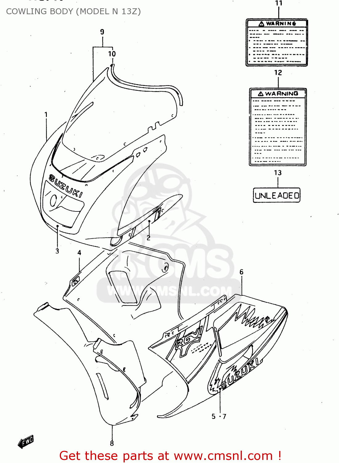COWLING BODY (MODEL N 13Z) RGV250 1992 (N) (E02 E04 E21 E22 E24 E34)