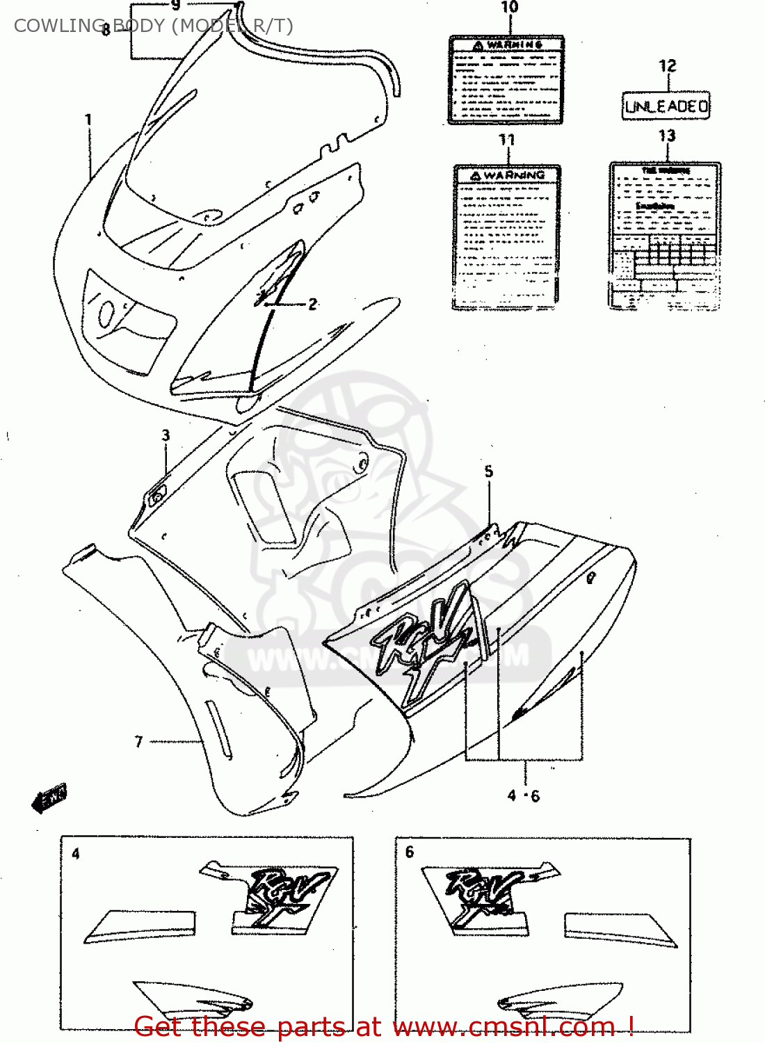 COWLING BODY (MODEL R/T) RGV250 1992 (N) (E02 E04 E21 E22 E24 E34)
