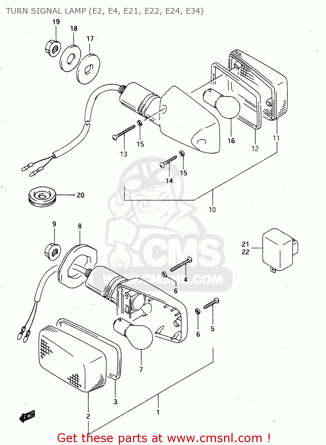 TURN SIGNAL LAMP (E2, E4, E21, E22, E24, E34) RGV250 1993 (P) (E02 E04 E21 E22 E24 E34)