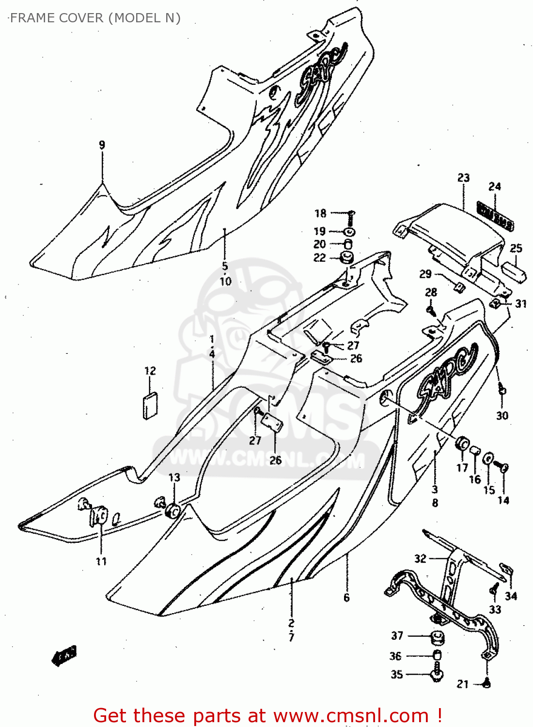 FRAME COVER (MODEL N) RGV250 1993 (P) (E02 E04 E21 E22 E24 E34)