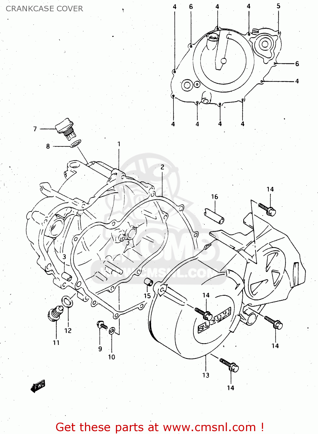 CRANKCASE COVER RGV250 1993 (P) (E02 E04 E21 E22 E24 E34)