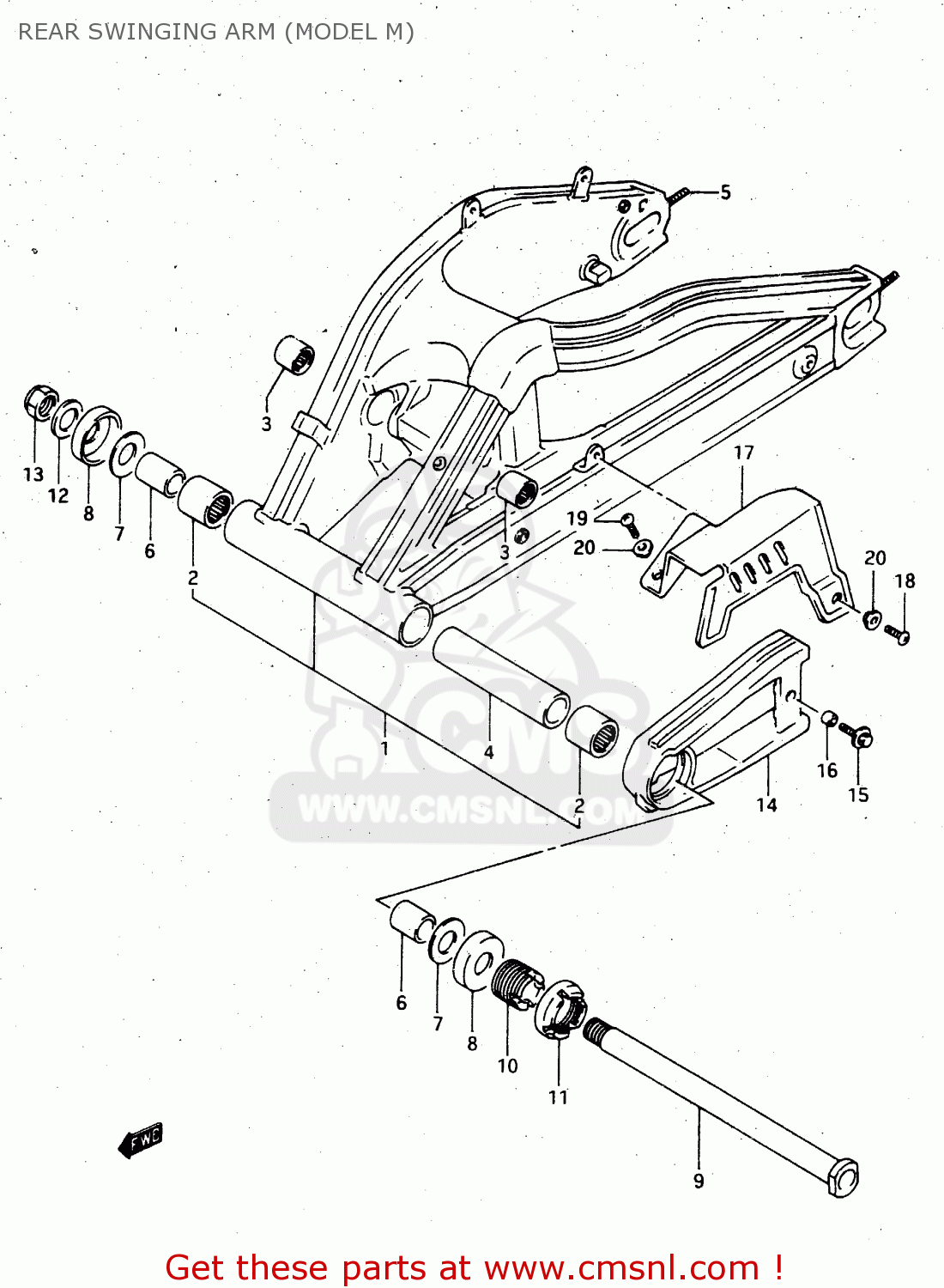 REAR SWINGING ARM (MODEL M) RGV250 1993 (P) (E02 E04 E21 E22 E24 E34)