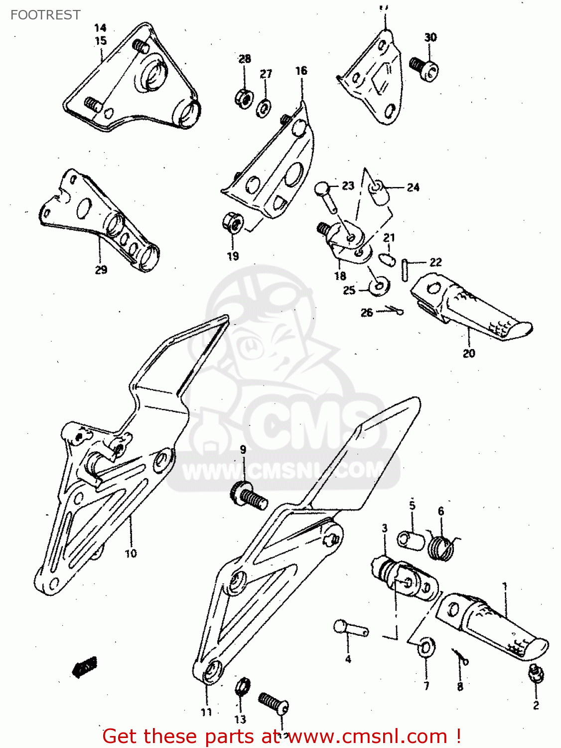 FOOTREST RGV250 1994 (R) (E02 E04 E21 E24 E34)