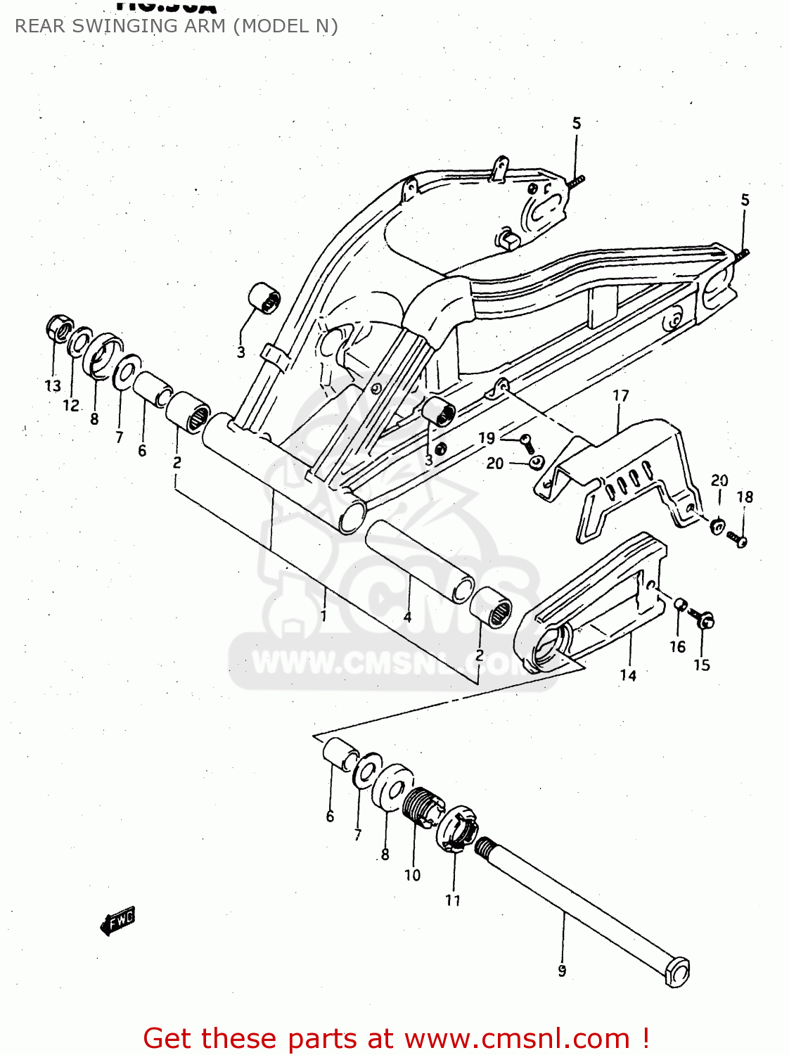 REAR SWINGING ARM (MODEL N) RGV250 1994 (R) (E02 E04 E21 E24 E34)