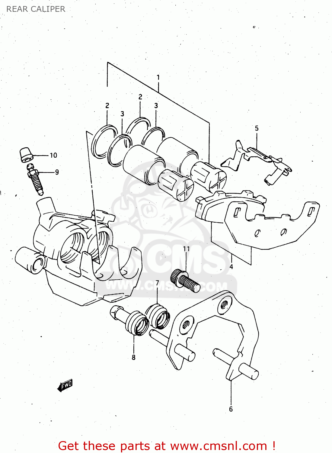 REAR CALIPER RGV250 1994 (R) (E02 E04 E21 E24 E34)
