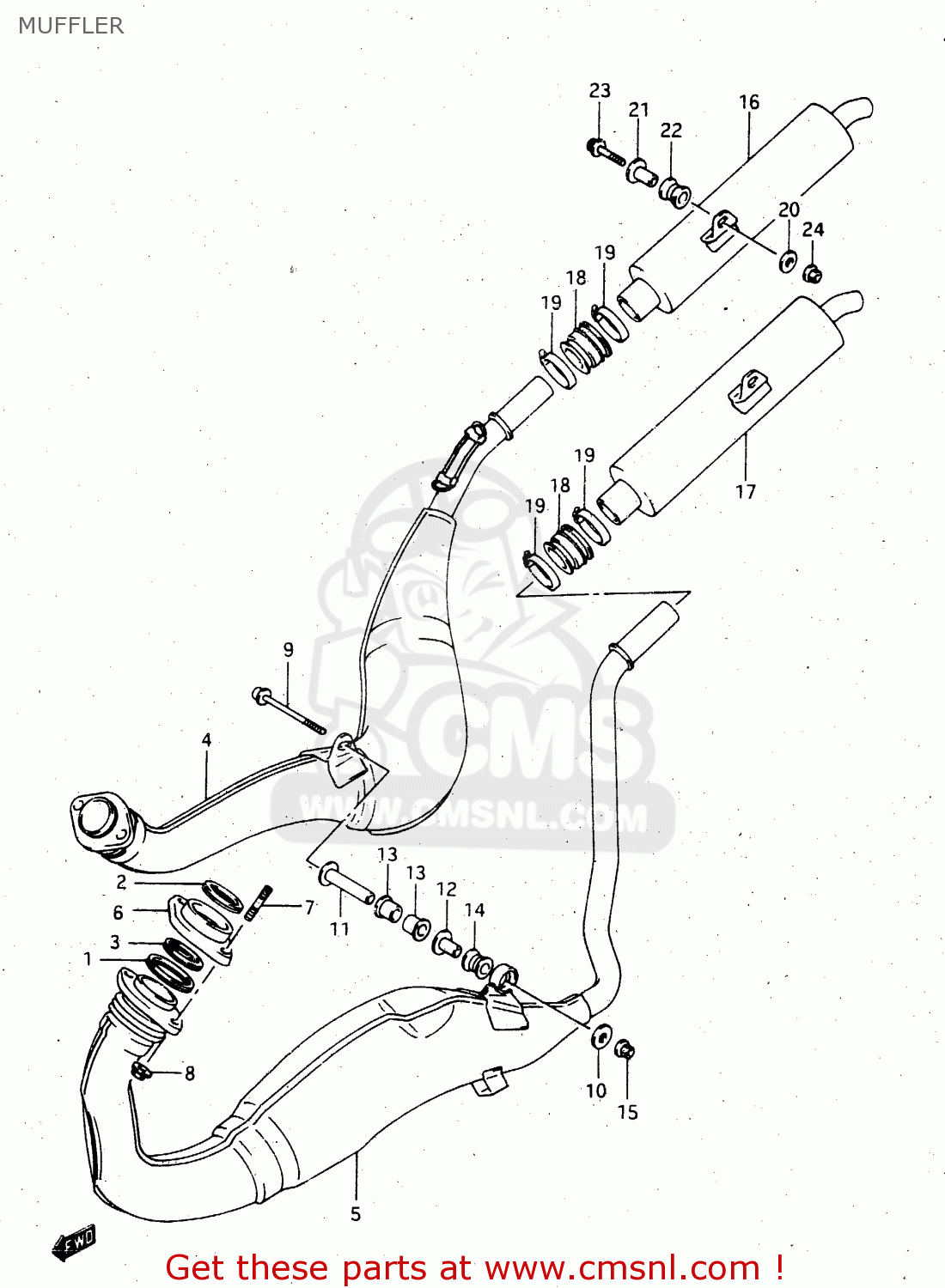 MUFFLER RGV250 1994 (R) (E02 E04 E21 E24 E34)