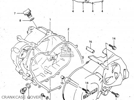 CRANKCASE COVER - RGV250 1994 (R) (E02 E04 E21 E24 E34)