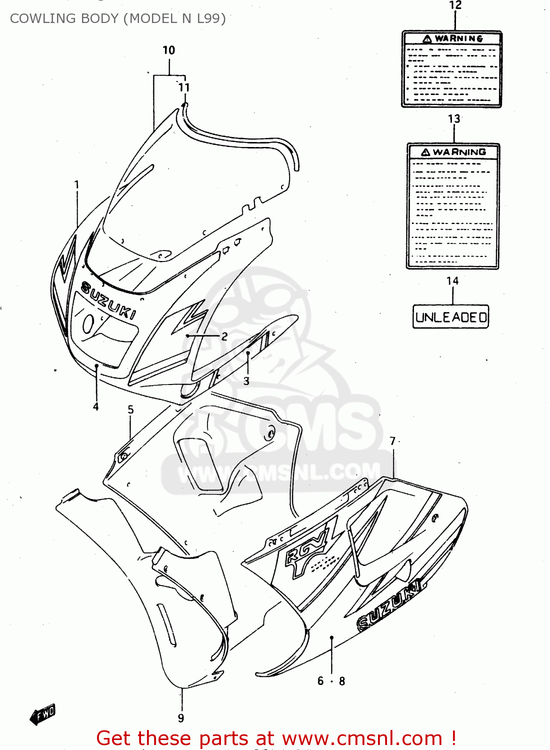 COWLING BODY (MODEL N L99) RGV250 1996 (T) (E24)
