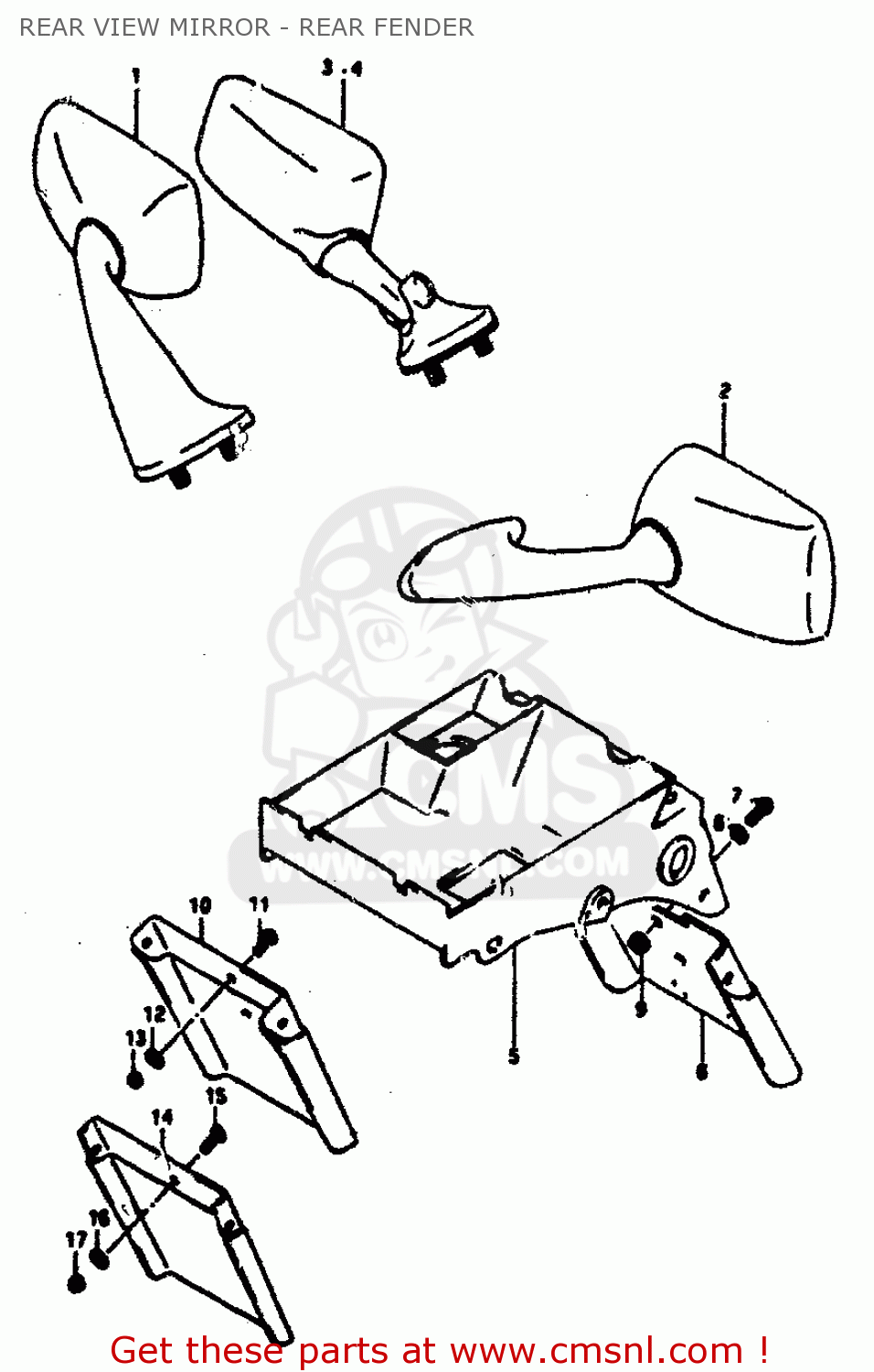 REAR VIEW MIRROR - REAR FENDER RGV250L 1991 (M) (E02 E21 E22 E24)