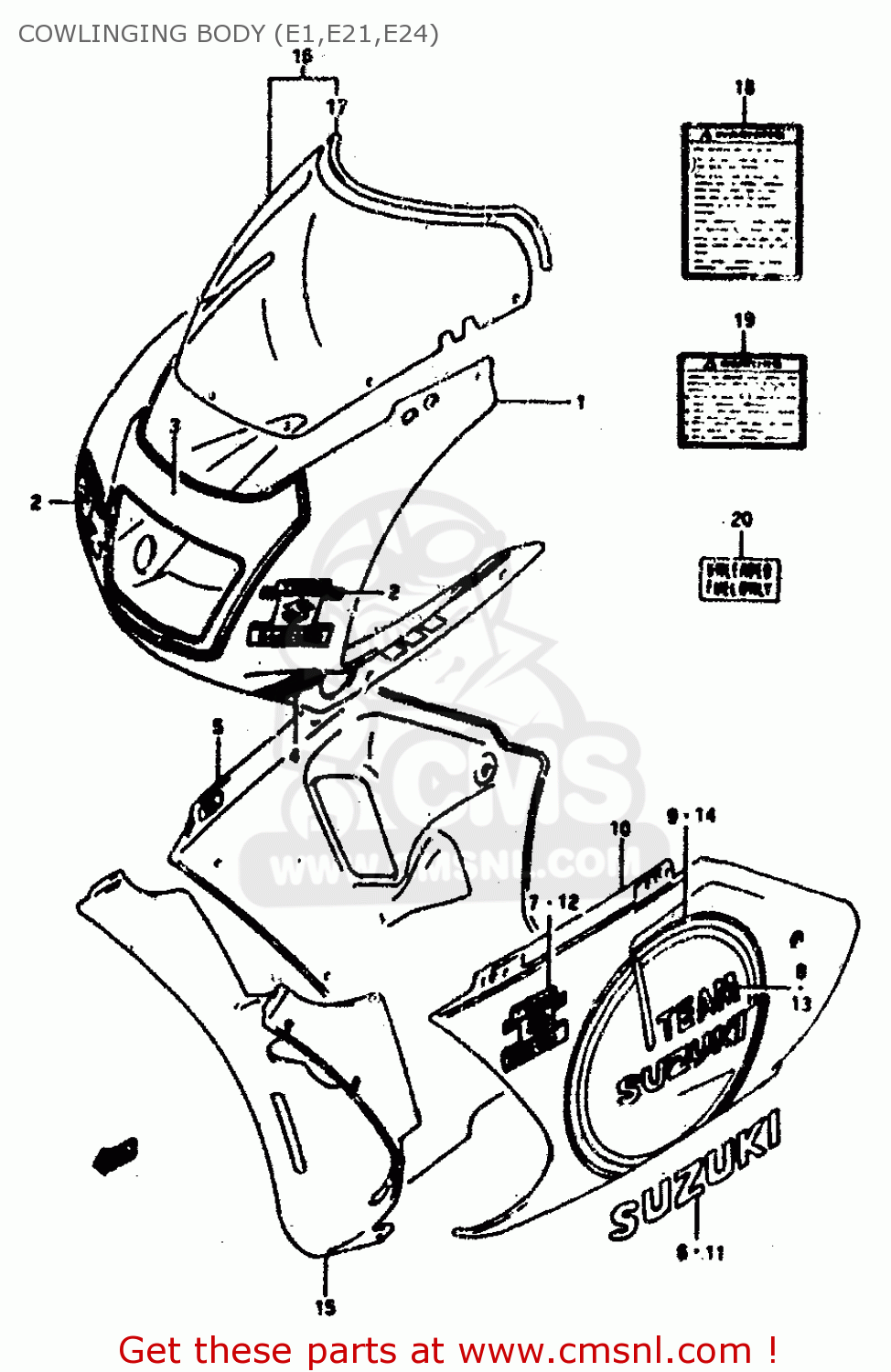 COWLINGING BODY (E1,E21,E24) RGV250L 1991 (M) (E02 E21 E22 E24)