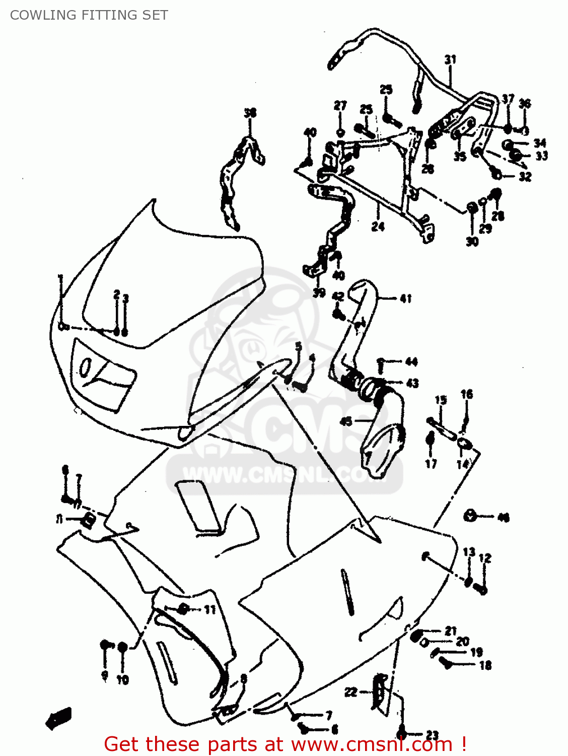 COWLING FITTING SET RGV250L 1991 (M) (E02 E21 E22 E24)