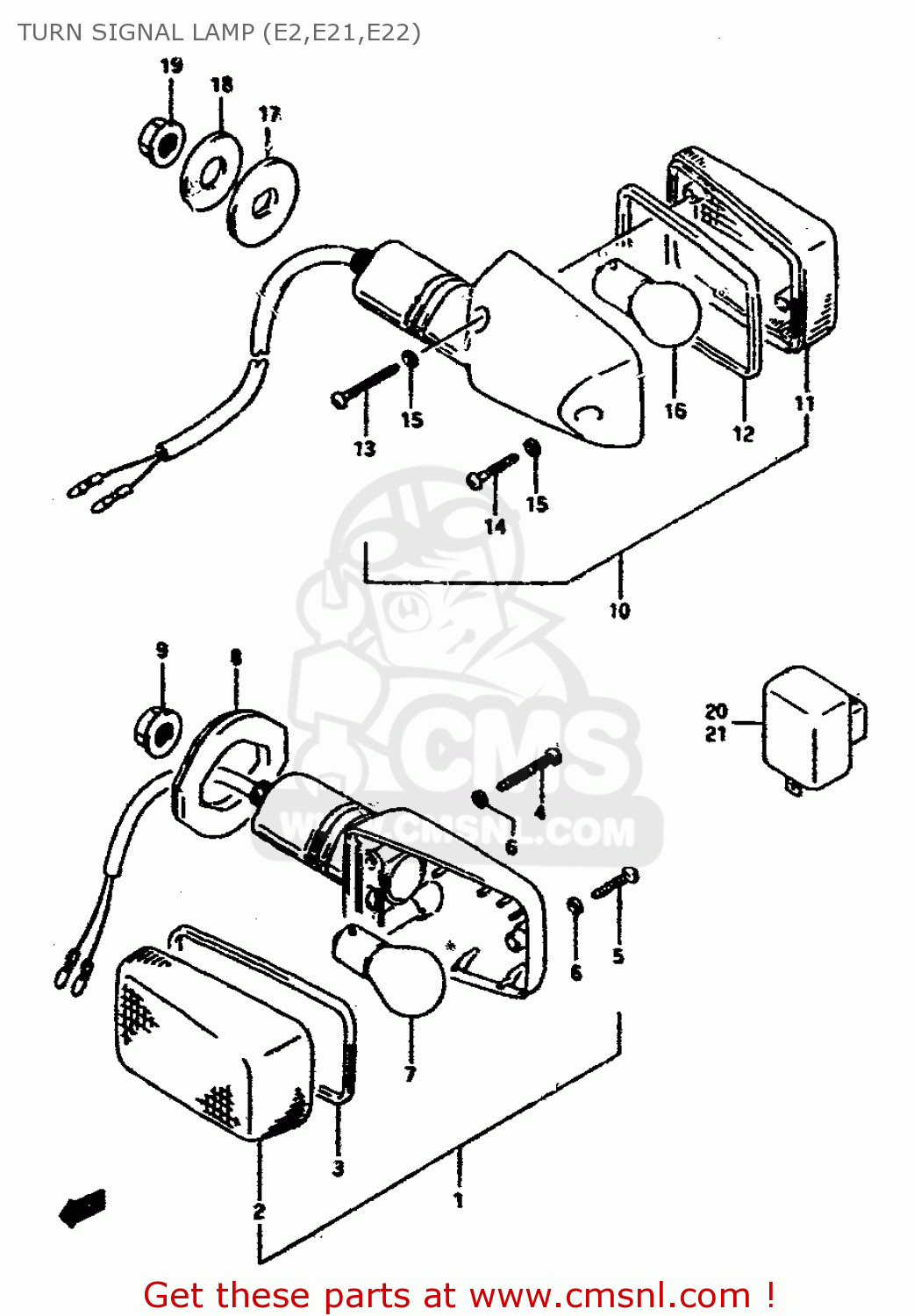TURN SIGNAL LAMP (E2,E21,E22) RGV250L 1991 (M) (E02 E21 E22 E24)