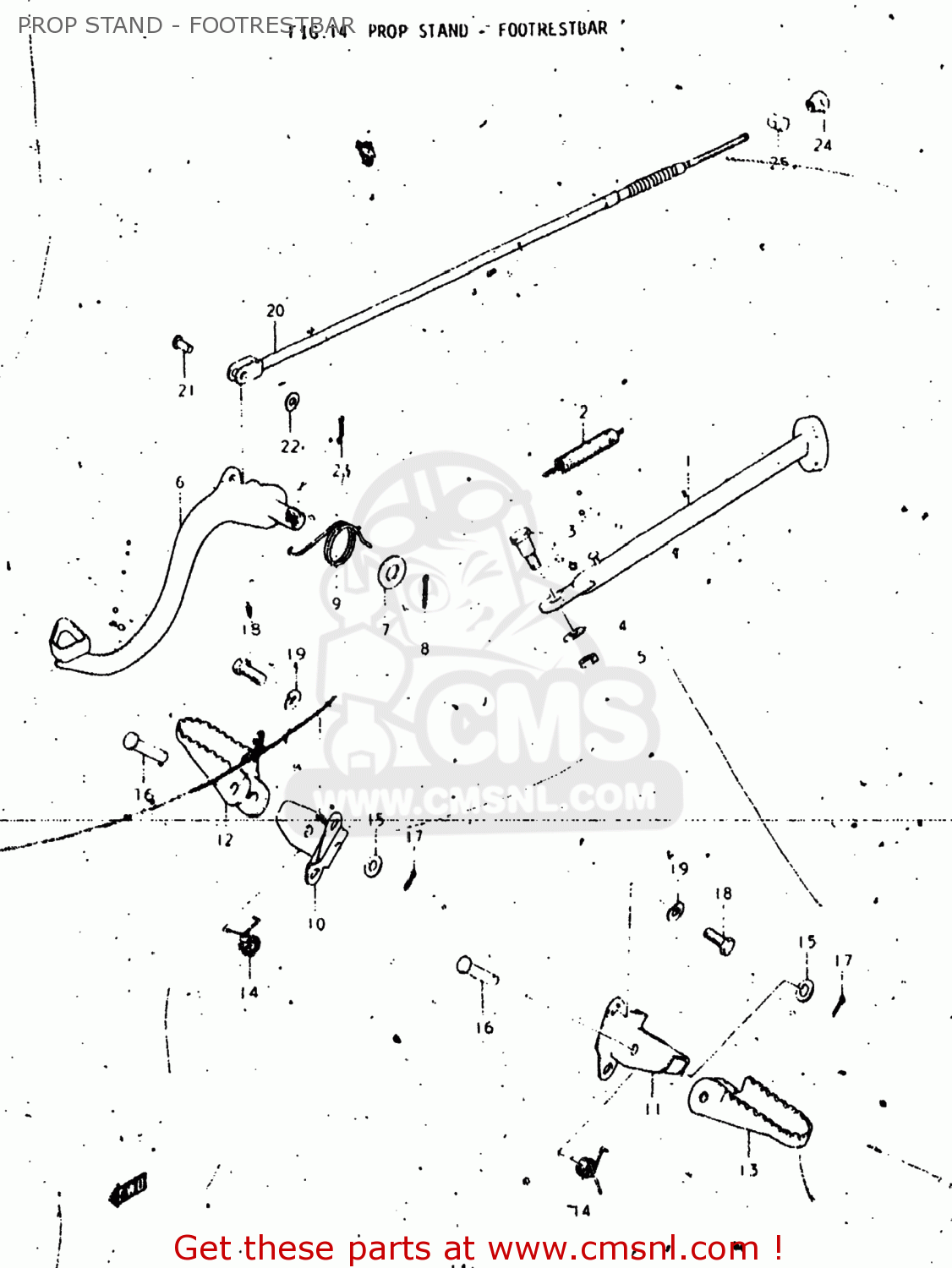PROP STAND - FOOTRESTBAR RL250 EXACTA TRIALS 1974 (L) USA (E03)