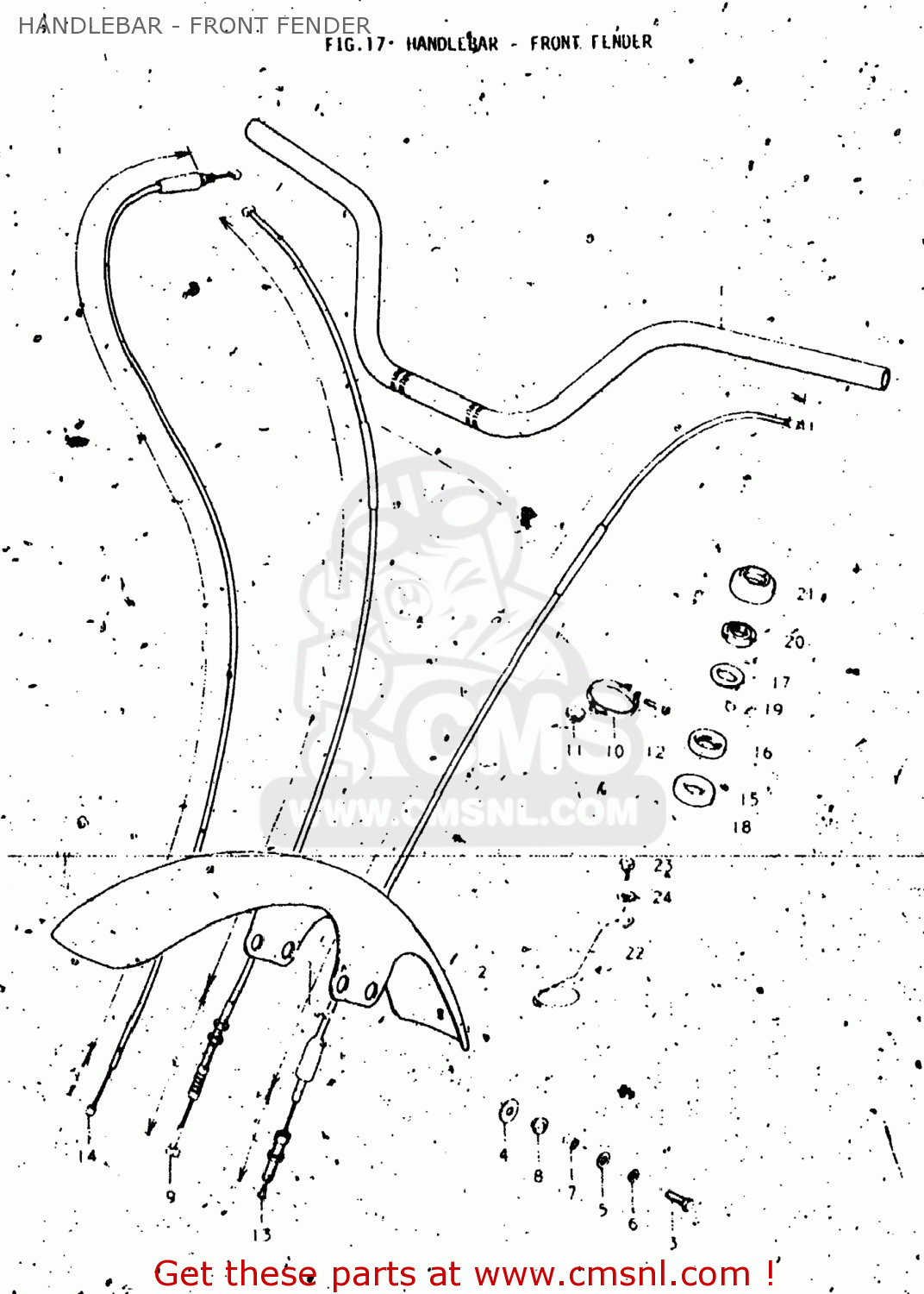 HANDLEBAR - FRONT FENDER RL250 EXACTA TRIALS 1975 (M) USA (E03)