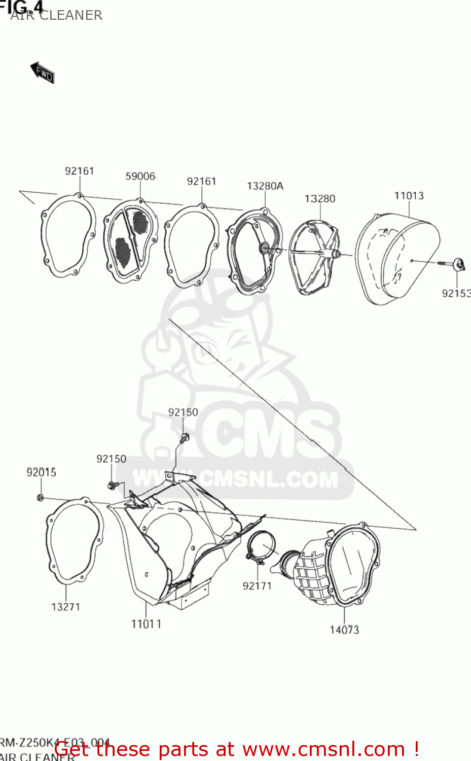 AIR CLEANER RM-Z250 2004 (K4) USA (E03) RMZ250 RM Z250