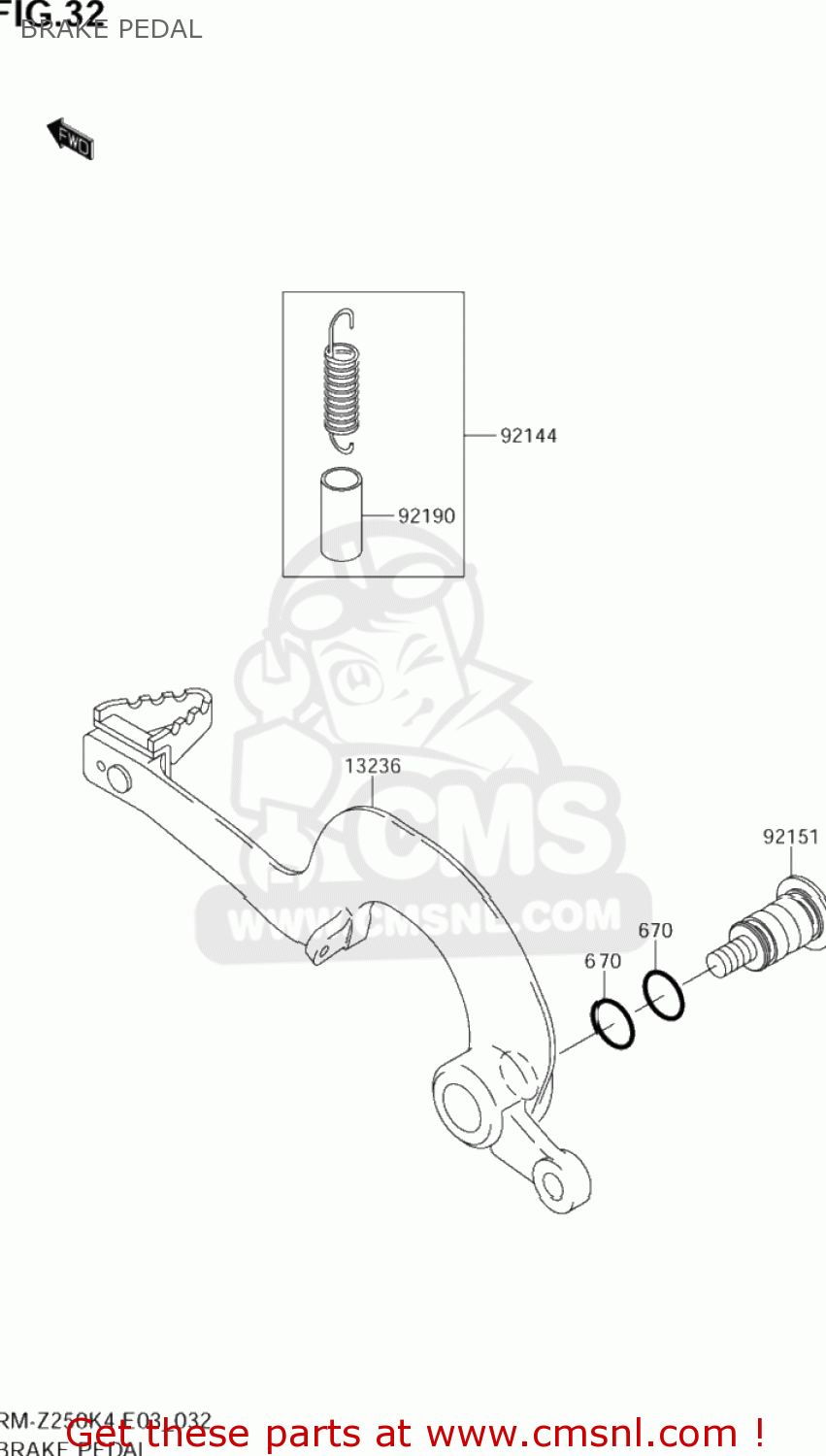 BRAKE PEDAL RM-Z250 2004 (K4) USA (E03) RMZ250 RM Z250